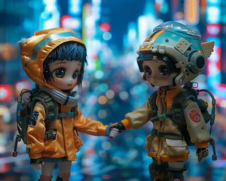 BJD duo shaking hands with partners