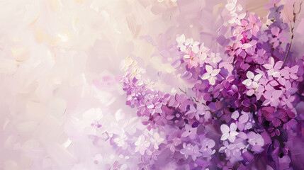 Lilac flowers on sunny day light bokeh background