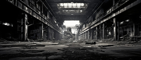 Abandoned metallurgical factory interior and building - obrazy, fototapety, plakaty