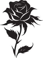 Rose Flower Silhouette Vector Illustration White Background