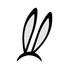 Easter bunny ears icon. Easter rabbit ears mask on head isolated on white background. Vector