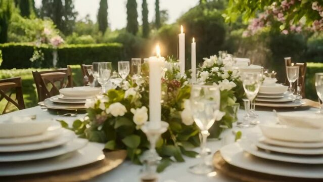 wedding table setting in the garden 