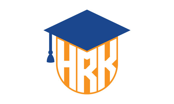HRK initial letter academic logo design vector template. school college logo, university logo, graduation cap logo, institute logo, educational logo, library logo, teaching logo, book shop, varsity	
