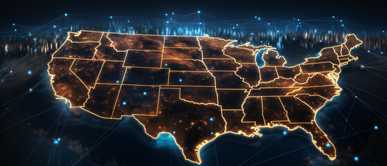 Abstract digital map of America concept of American