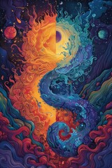 Vibrant Odyssey: A Psychedelic Journey in Colorful Realism - Detailed Comic-Style Desktop Wallpaper