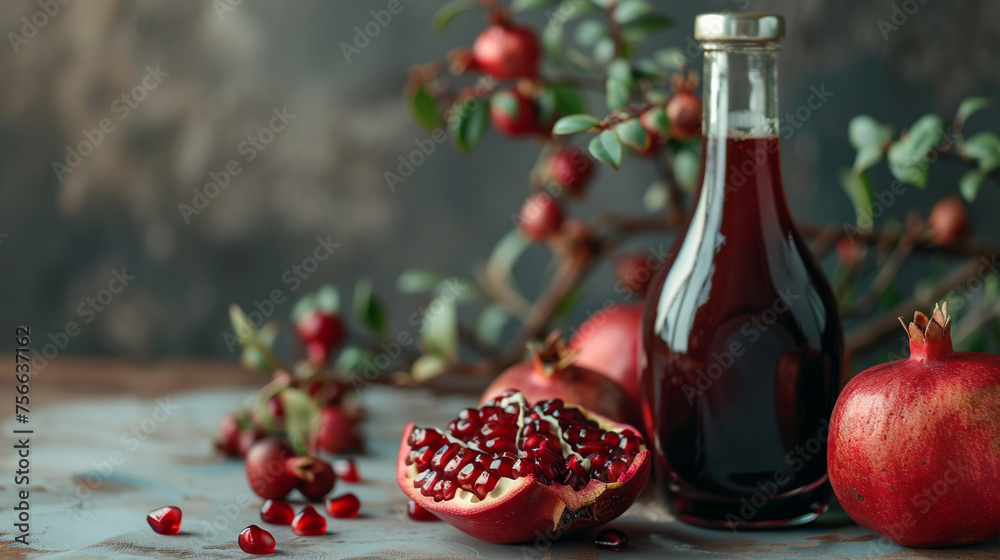 Wall mural Organic pomegranate juice. 