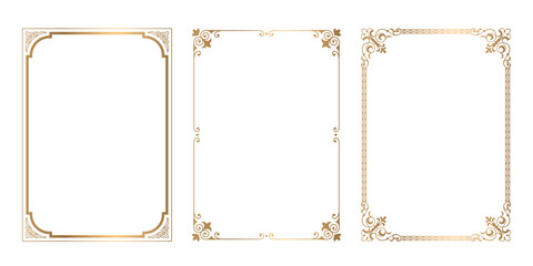 vintage golden frames and borders, decorative ornament, vector antique, Decorative vintage borders and frames set