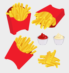 chips, French fries vector illustration set