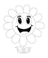 Flower coloring book page for kids