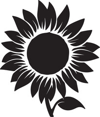 Sunflower Silhouette Vector Illustration White Background