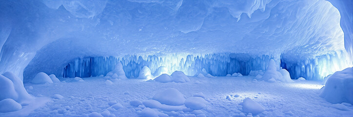 Ice cave panorama. Generative AI - 756638524