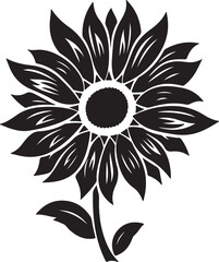 Sunflower Silhouette Vector Illustration White Background
