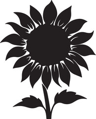 Sunflower Silhouette Vector Illustration White Background