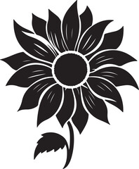 Sunflower Silhouette Vector Illustration White Background