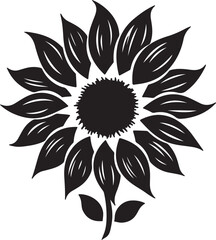 Sunflower Silhouette Vector Illustration White Background