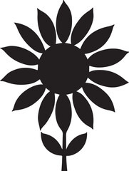 Fototapeta premium Sunflower Silhouette Vector Illustration White Background