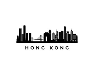 Vector Hong Kong skyline. Travel Hong Kong famous landmarks. Business and tourism concept for presentation, banner, web site.