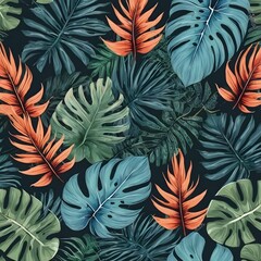 Tropical floral abstract contemporary seamless pattern
