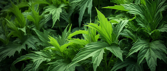 Acanthus or bears breeches green foliage soft focus - obrazy, fototapety, plakaty