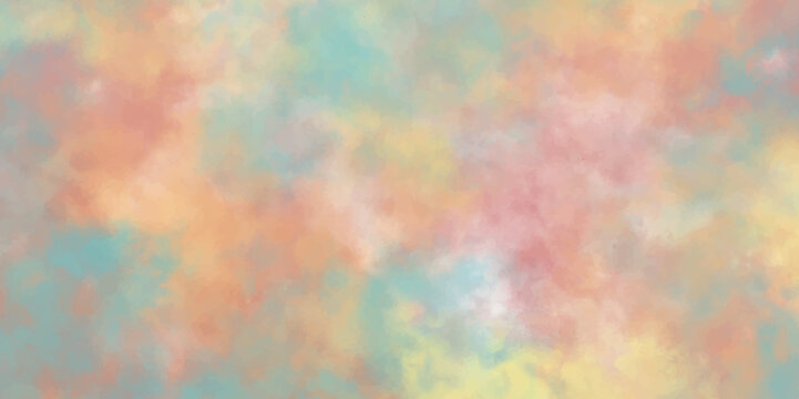 Abstract cloudy sky background.Multi colored pastel clouds. Watercolor texture background.Colorful pastel with gradient color wallpaper.Abstract sky with clouds .Abstract painting banner.