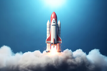 3D Illustration, Rocket Launch for International Day of Human Space Flight - obrazy, fototapety, plakaty