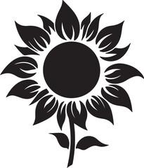 Sunflower Silhouette Vector Illustration White Background