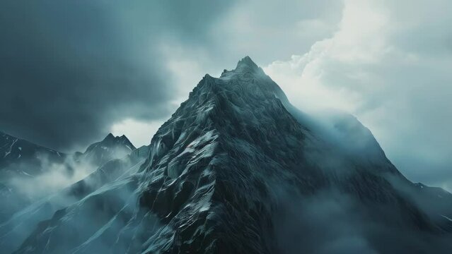 Mountain peak in the clouds. Computer generated image.