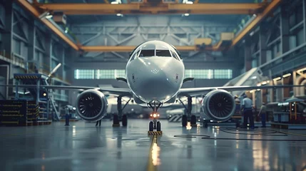 Foto op Plexiglas aviation hangar in which an aircraft is assembled © GEMES