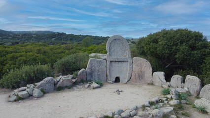 Giants' grave of S'Ena e Thomes built during the bronze age by the nuragic civilization, Doragli,...