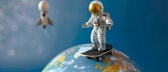 A World of Exploration, 3D Miniature Astronaut Skates the Globe (International Day of Human Space Flight)