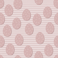 Easter eggs decorated with delicate botanical design spring season holiday vector seamless pattern on pastel pink dotted background - 756643180