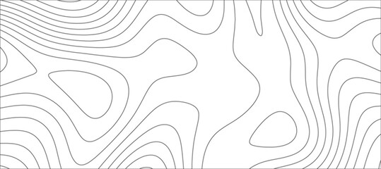 Abstract Topographic line art background. Mountain topographic terrain map background with white shape lines.Geographic map conceptual design.Black on white contour height lines.	