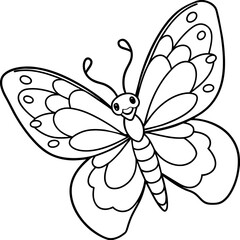 Nature  coloring  book  page  for  kids  with  colorful  Butterfly