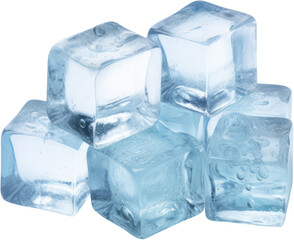 A pile of blue ice cubes