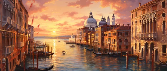 Foto op Canvas An oil painting of Venetian architecture and water © khan