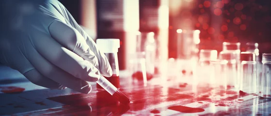 Poster Analyzing blood samples in a lab using a chemical hand © khan