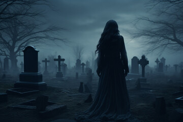 cemetery at night