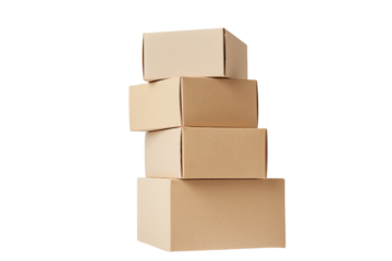 cardboard boxes of different sizes isolated on a transparent background 