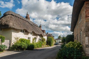 Thatched roofs houses in Amberley, East Sussex.