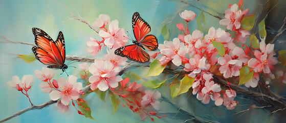 Art Oil painting color The butterfly Thailand  Stamen