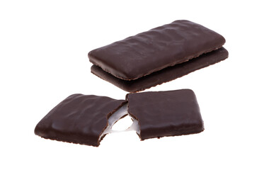 chocolate candies with mint filling isolated