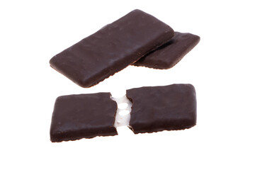 chocolate candies with mint filling isolated