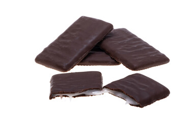 chocolate candies with mint filling isolated