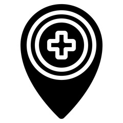 Fototapeta premium Hospital Location Pin Icon