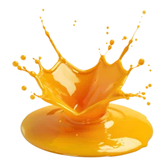 Rolgordijnen orange juice drops  isolated on white background PNG transparent background. © wilaiwan