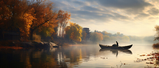 Autumn on river Kuban Krasnodar city ..