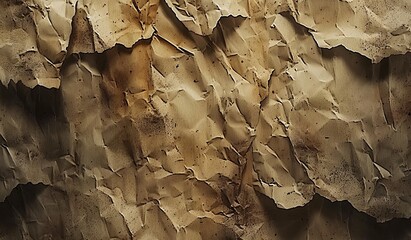 Craft crumpled paper, cardboard background