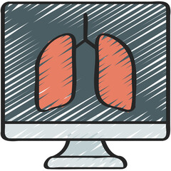 Lungs On Computer Icon