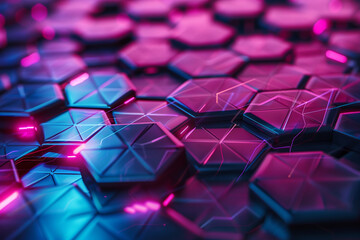 Hexagonal backdrop with abstract technology. 3D rendering