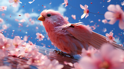 beautiful bird with flowers, generative ai - Powered by Adobe